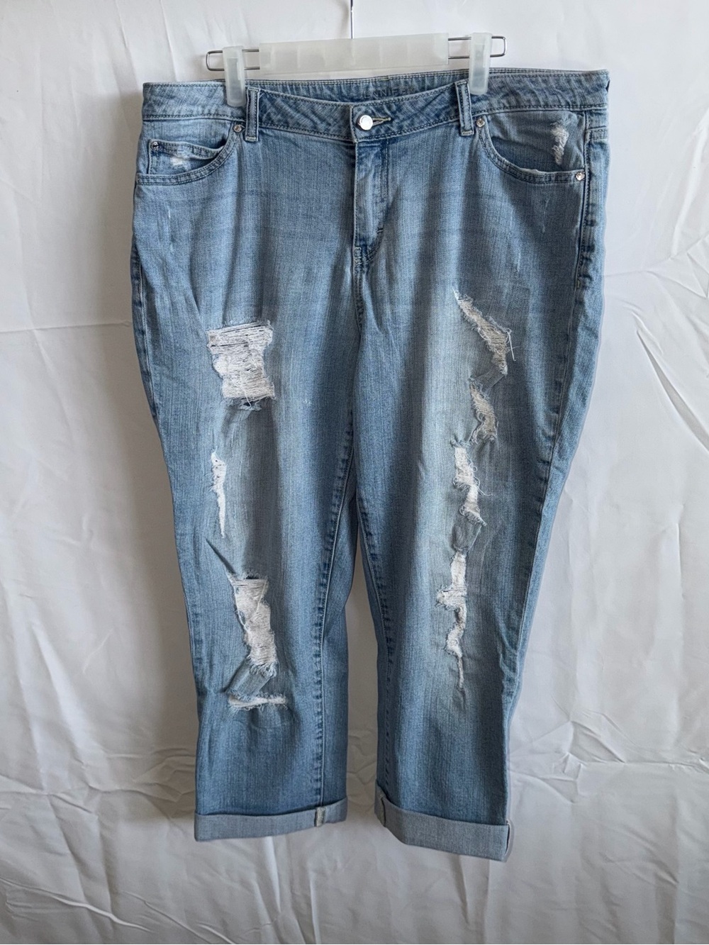 Jennifer Lopez Light Blue Distressed Boyfriend Jeans
